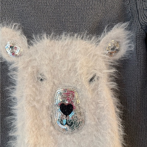 Gymboree Girls Gray Sweater Dress Size 6 – Polar Bear Fuzzy Knit - Picture 2 of 8